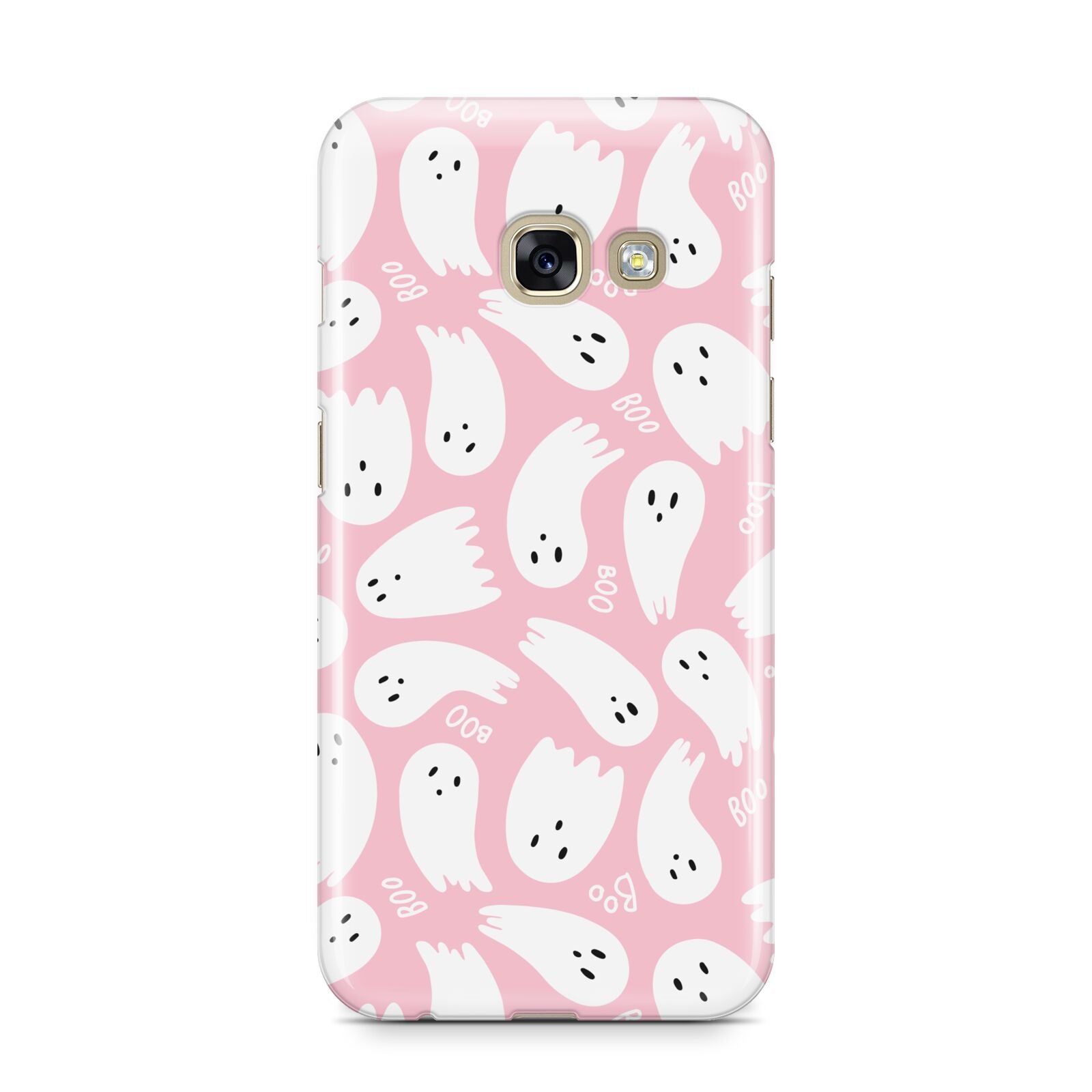 Pink Ghost Samsung Galaxy A3 2017 Case on gold phone