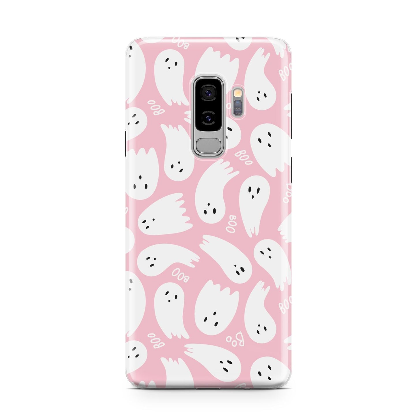 Pink Ghost Samsung Galaxy S9 Plus Case on Silver phone