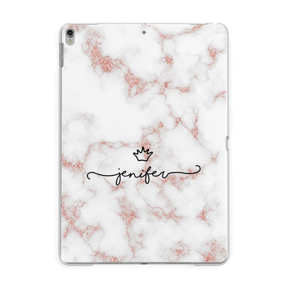 Pink Glitter Marble with Custom Text Apple iPad Silver Case
