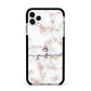 Pink Glitter Marble with Custom Text Apple iPhone 11 Pro Max in Silver with Black Impact Case