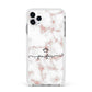 Pink Glitter Marble with Custom Text Apple iPhone 11 Pro Max in Silver with White Impact Case