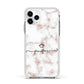 Pink Glitter Marble with Custom Text Apple iPhone 11 Pro in Silver with White Impact Case