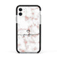 Pink Glitter Marble with Custom Text Apple iPhone 11 in White with Black Impact Case