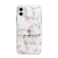 Pink Glitter Marble with Custom Text Apple iPhone 11 in White with Bumper Case