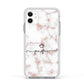 Pink Glitter Marble with Custom Text Apple iPhone 11 in White with White Impact Case