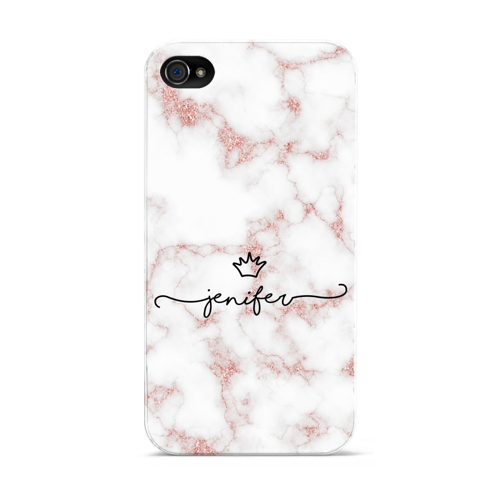 Pink Glitter Marble with Custom Text Apple iPhone 4s Case