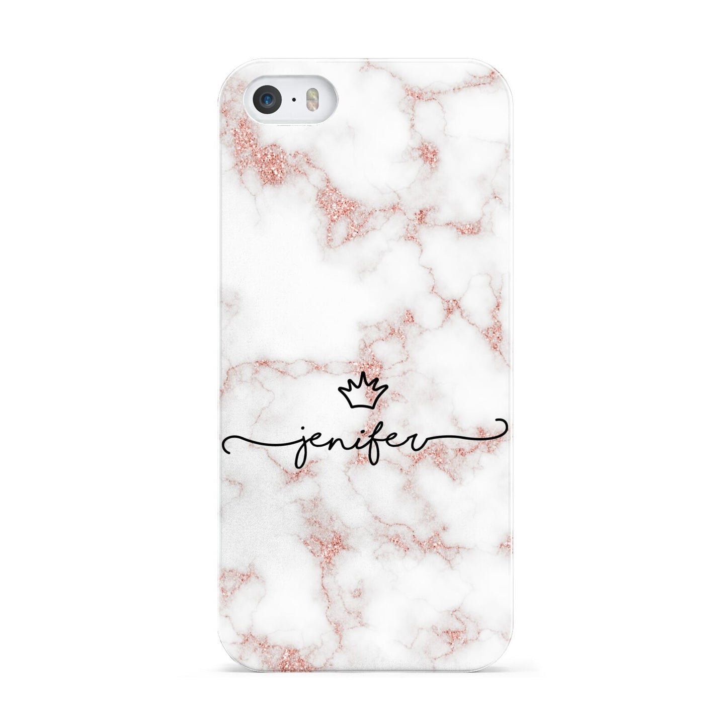 Pink Glitter Marble with Custom Text Apple iPhone 5 Case