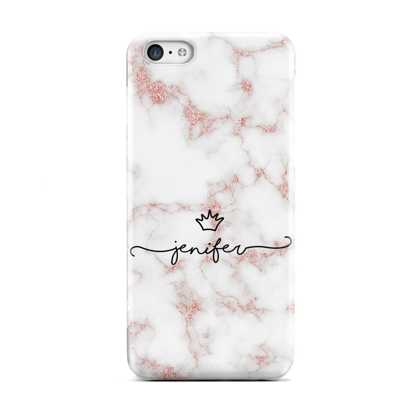 Pink Glitter Marble with Custom Text Apple iPhone 5c Case