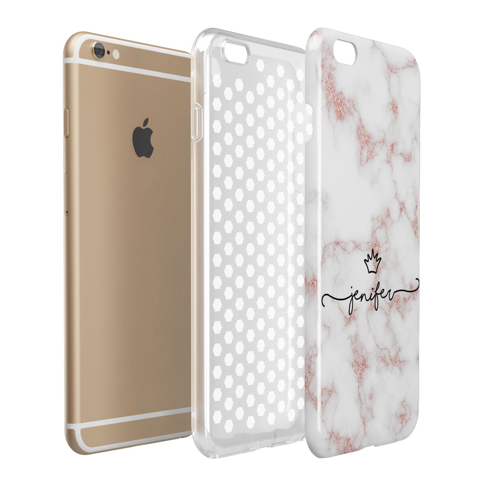Pink Glitter Marble with Custom Text Apple iPhone 6 Plus 3D Tough Case Expand Detail Image