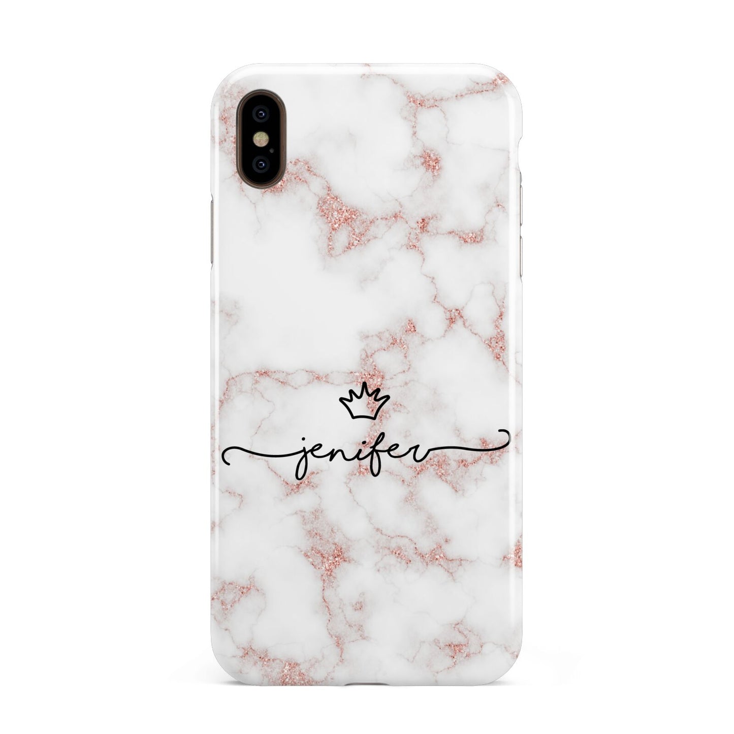 Pink Glitter Marble with Custom Text Apple iPhone Xs Max 3D Tough Case