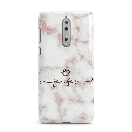 Pink Glitter Marble with Custom Text Nokia Case