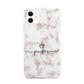 Pink Glitter Marble with Custom Text iPhone 11 3D Tough Case