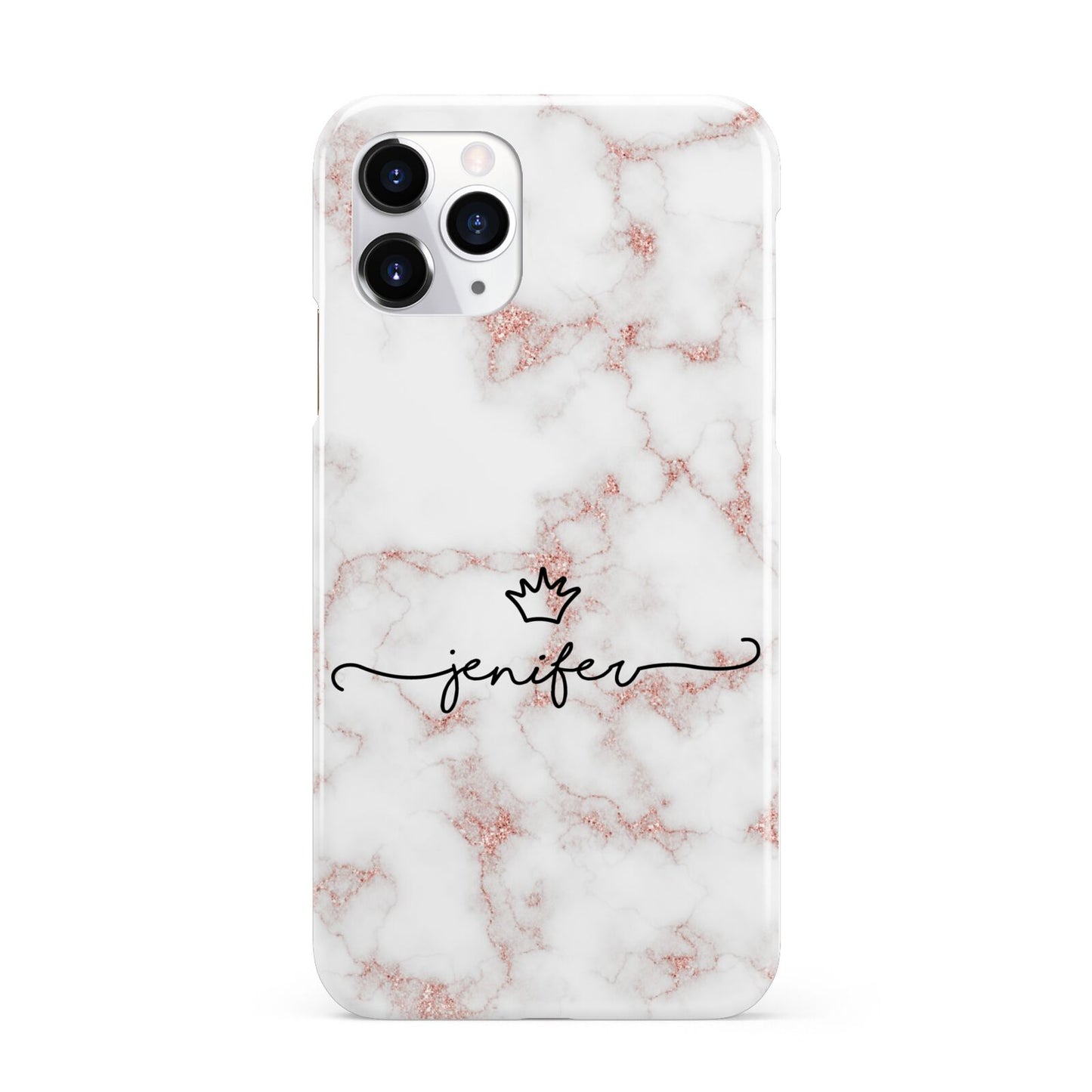 Pink Glitter Marble with Custom Text iPhone 11 Pro 3D Snap Case