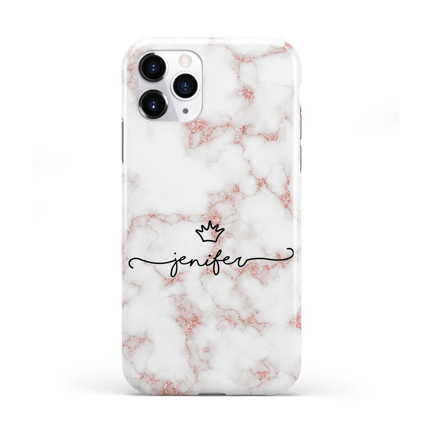 Pink Glitter Marble with Custom Text iPhone 11 Pro 3D Tough Case