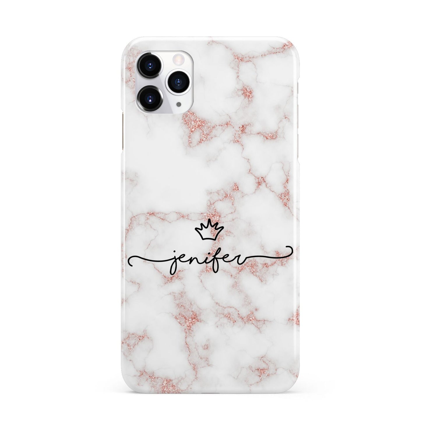 Pink Glitter Marble with Custom Text iPhone 11 Pro Max 3D Snap Case