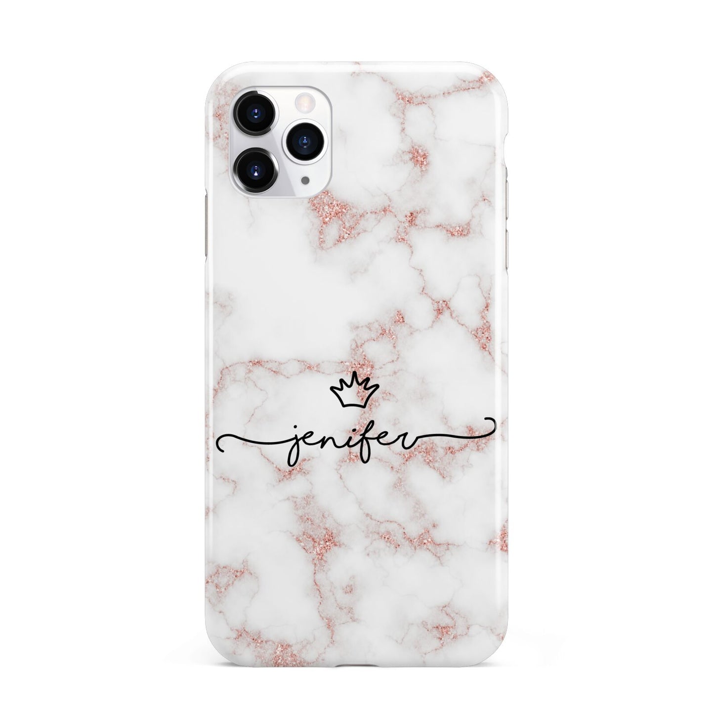 Pink Glitter Marble with Custom Text iPhone 11 Pro Max 3D Tough Case