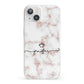 Pink Glitter Marble with Custom Text iPhone 13 Clear Bumper Case