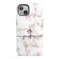 Pink Glitter Marble with Custom Text iPhone 13 Full Wrap 3D Tough Case