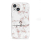 Pink Glitter Marble with Custom Text iPhone 13 Mini Clear Bumper Case