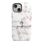 Pink Glitter Marble with Custom Text iPhone 13 Mini Full Wrap 3D Tough Case