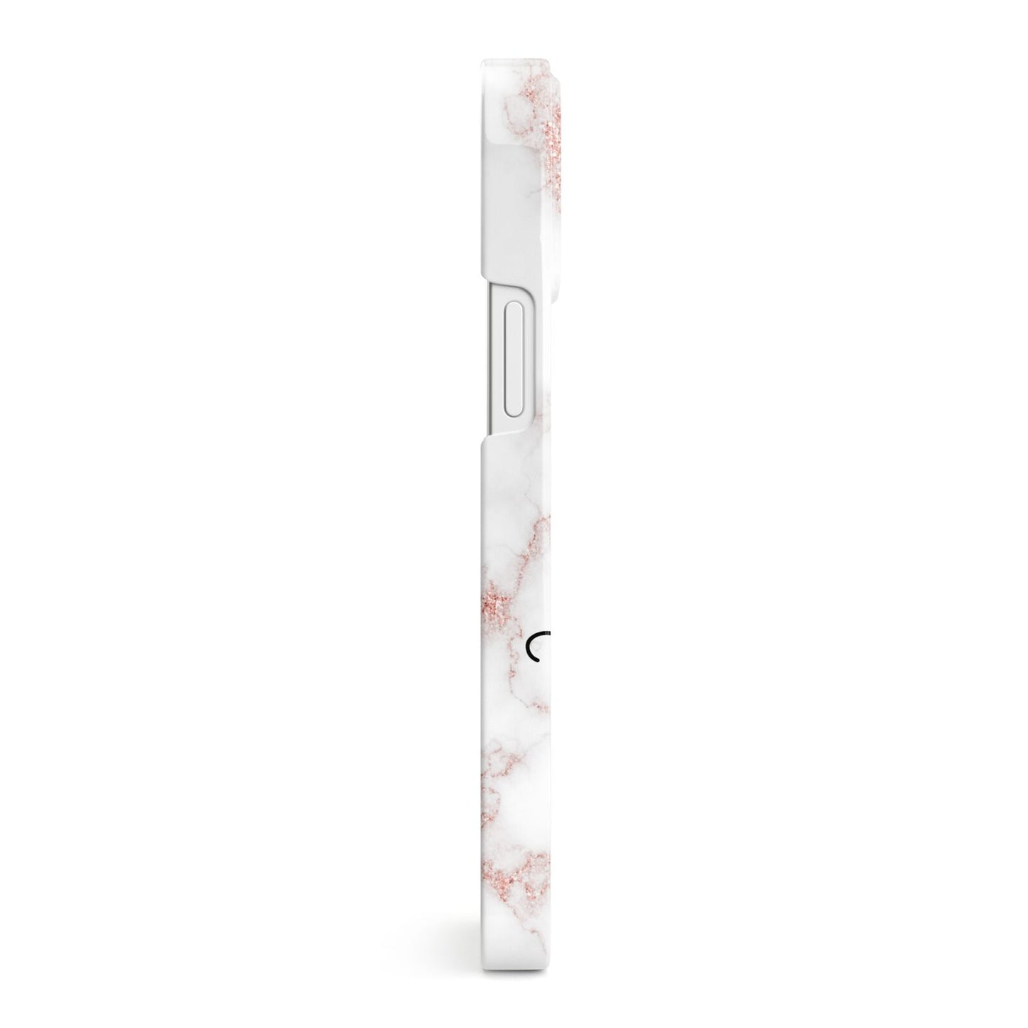 Pink Glitter Marble with Custom Text iPhone 13 Mini Side Image 3D Snap Case