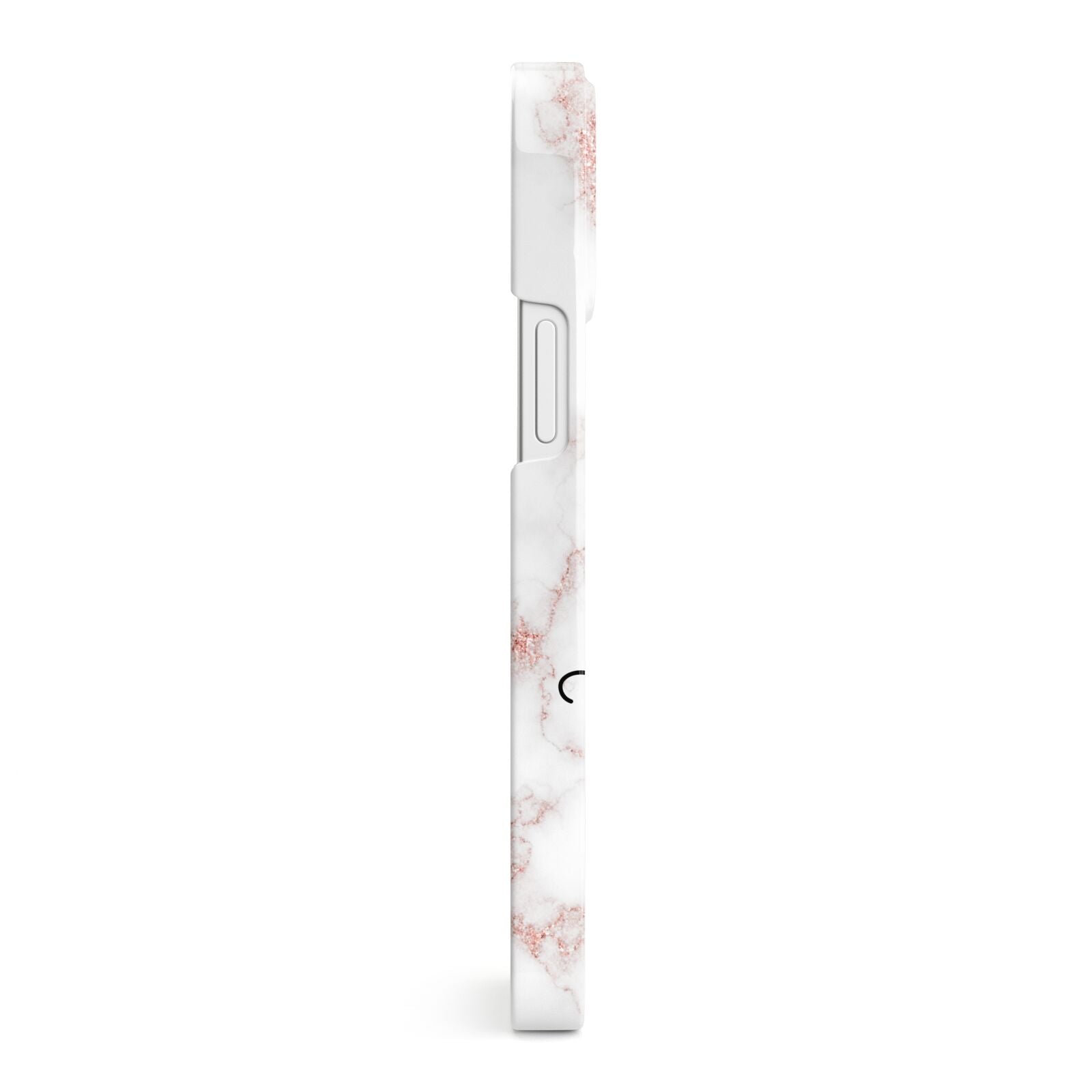 Pink Glitter Marble with Custom Text iPhone 13 Mini Side Image 3D Snap Case