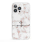 Pink Glitter Marble with Custom Text iPhone 13 Pro Clear Bumper Case