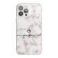 Pink Glitter Marble with Custom Text iPhone 13 Pro Max TPU Impact Case with Pink Edges