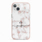 Pink Glitter Marble with Custom Text iPhone 13 TPU Impact Case with Pink Edges