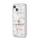 Pink Glitter Marble with Custom Text iPhone 14 Clear Tough Case Starlight Angled Image