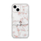 Pink Glitter Marble with Custom Text iPhone 14 Clear Tough Case Starlight