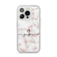 Pink Glitter Marble with Custom Text iPhone 14 Pro Clear Tough Case Silver