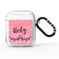 Pink Glitter with Custom Black Text AirPods Glitter Case