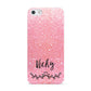 Pink Glitter with Custom Black Text Apple iPhone 5 Case
