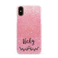 Pink Glitter with Custom Black Text Apple iPhone XS 3D Snap Case