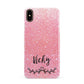Pink Glitter with Custom Black Text Apple iPhone Xs Max 3D Snap Case