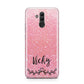 Pink Glitter with Custom Black Text Huawei Mate 20 Lite