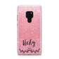 Pink Glitter with Custom Black Text Huawei Mate 20 Phone Case