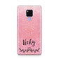 Pink Glitter with Custom Black Text Huawei Mate 20X Phone Case