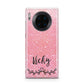 Pink Glitter with Custom Black Text Huawei Mate 30 Pro Phone Case