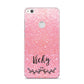 Pink Glitter with Custom Black Text Huawei P8 Lite Case