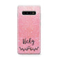 Pink Glitter with Custom Black Text Protective Samsung Galaxy Case