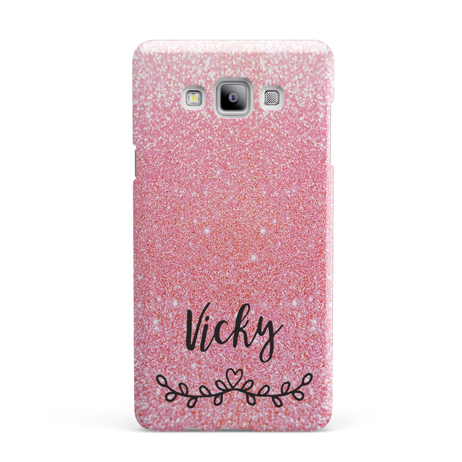Pink Glitter with Custom Black Text Samsung Galaxy A7 2015 Case