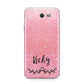 Pink Glitter with Custom Black Text Samsung Galaxy J7 2017 Case