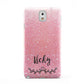 Pink Glitter with Custom Black Text Samsung Galaxy Note 3 Case