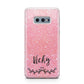 Pink Glitter with Custom Black Text Samsung Galaxy S10E Case