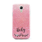 Pink Glitter with Custom Black Text Samsung Galaxy S4 Mini Case