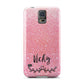 Pink Glitter with Custom Black Text Samsung Galaxy S5 Case