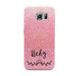 Pink Glitter with Custom Black Text Samsung Galaxy S6 Case