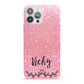 Pink Glitter with Custom Black Text iPhone 13 Pro Max Full Wrap 3D Snap Case